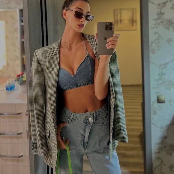 HDLTE Y2K vintage Jean 
Baggy Wide Leg Non-Stretch Fabric High Waist Loose Jean - Picture 1 of 8